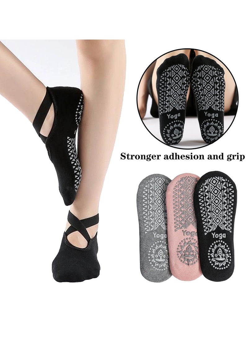 LAIAOCISI 3 Pairs Anti-Skid Breathable Fitness Pilates Yoga Socks Ballet Dance Socks Barefoot Workout Socks  - Image 2