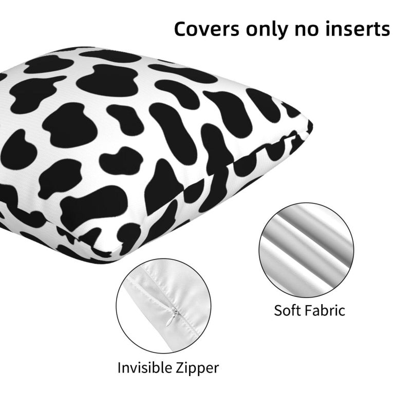 Poream Cow Print Farmhouse Throw Pillow Covers 18x18 Inch Black and White Pillow Case Soft Outdoor Pillowcase Cushion Covers Set of 2 for Sofa Bed Bedroom Car Chair Living Room Home Decorative - Image 5