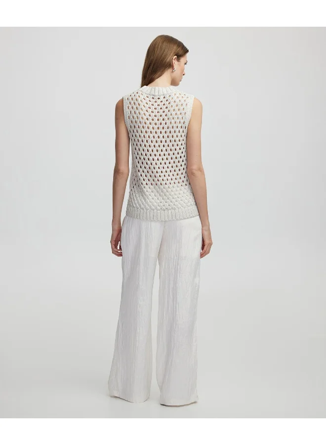 ابيكول بلوزة محبوكة بدون أكمام مفتوحة