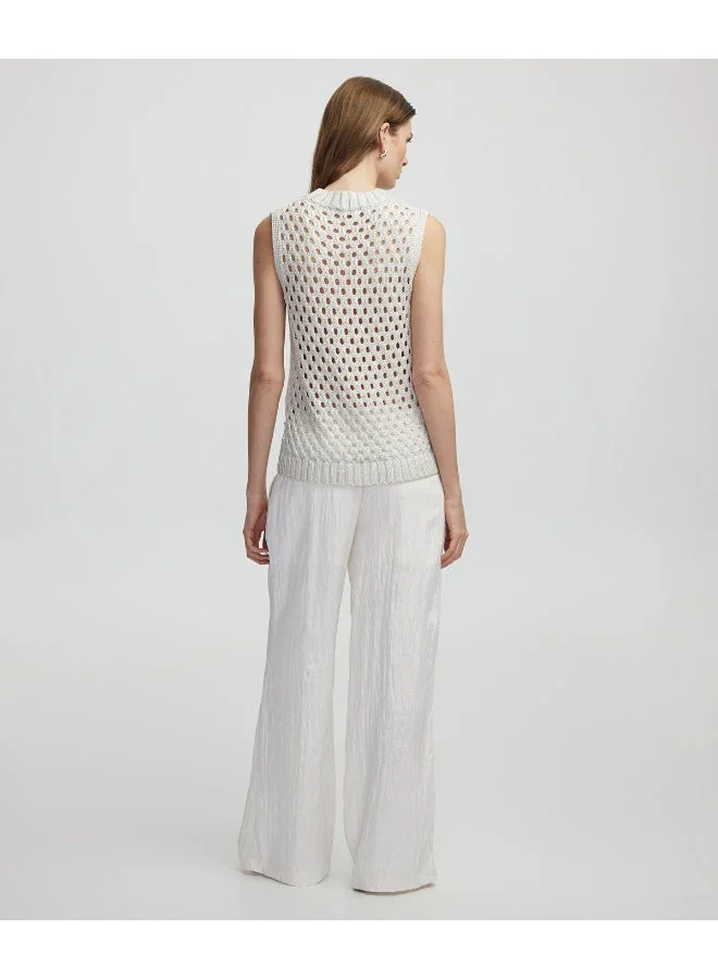 ابيكول بلوزة محبوكة بدون أكمام مفتوحة