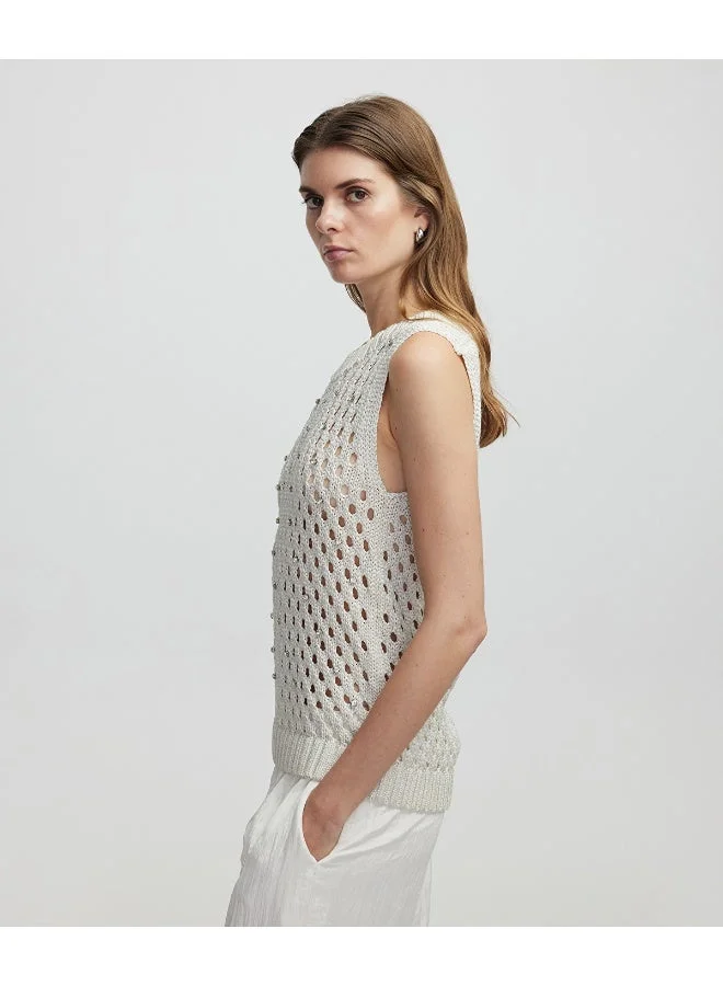 Ipekyol  Regular Fit Openwork Sleeveless Knit Top for Women | Best Price UAE