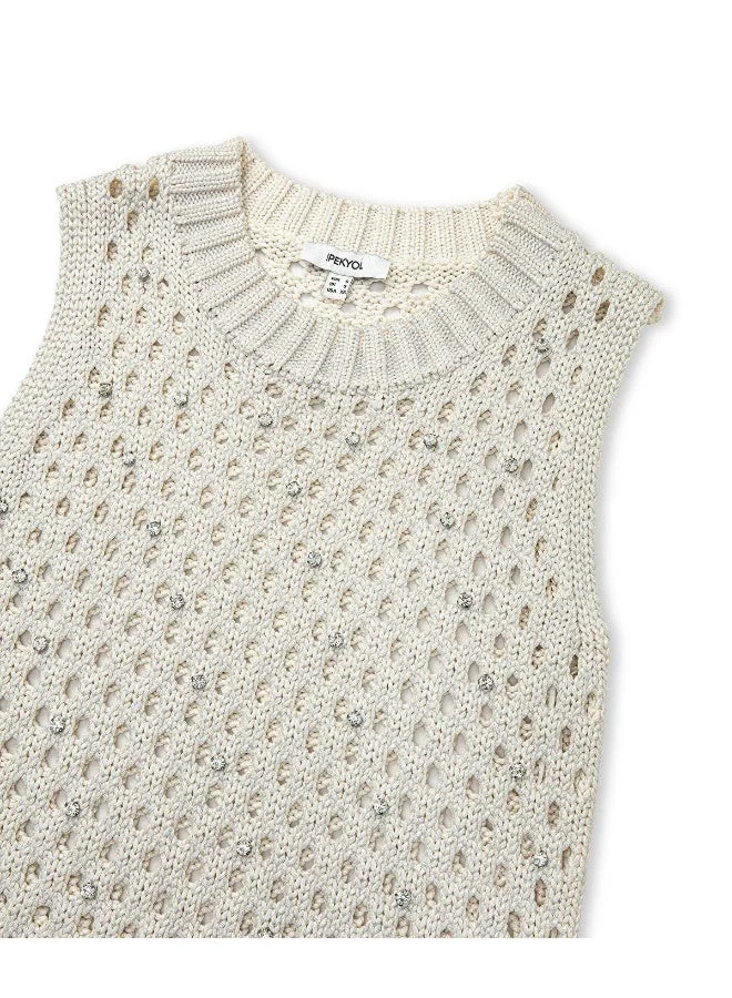 Ipekyol  Regular Fit Openwork Sleeveless Knit Top for Women | Best Price UAE