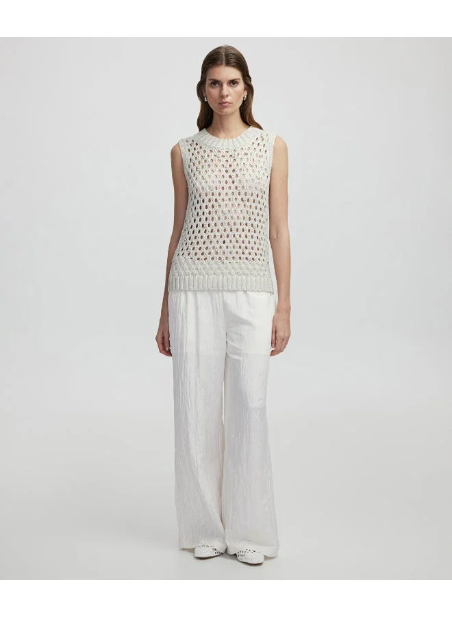 Ipekyol  Regular Fit Openwork Sleeveless Knit Top for Women | Best Price UAE