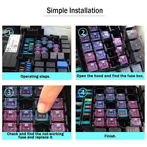 JESUNK 30 pc Automotive Combination Low and Tall/STD Profile Box Shaped Assortment Fuse Kit for Ford, Chevy/GM, Nissan, and Toyota Pickup Trucks, Cars and SUVs - Image 5