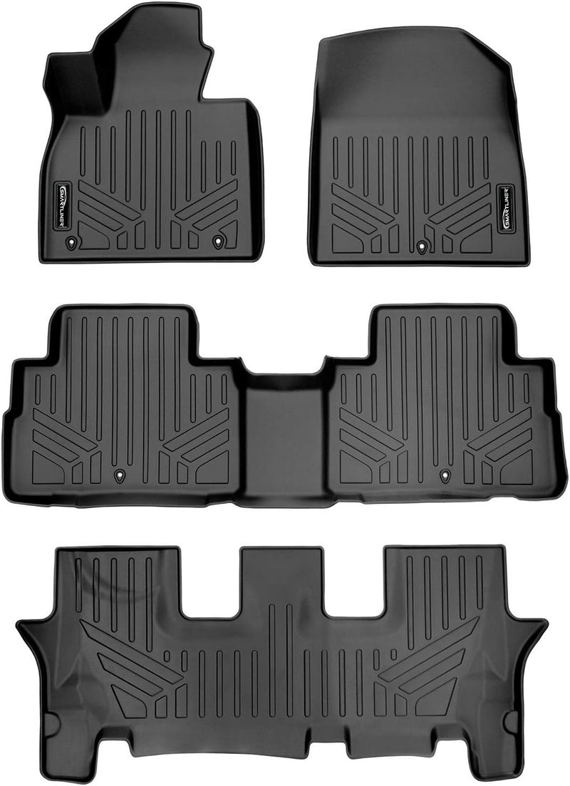 Smartliner All Weather Custom Fit Floor Mats 3 Row Liner Set Black for 2020-2023 Hyundai Palisade - Image 1
