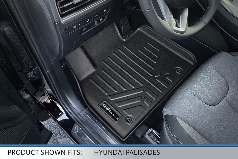 Smartliner All Weather Custom Fit Floor Mats 3 Row Liner Set Black for 2020-2023 Hyundai Palisade - Image 2