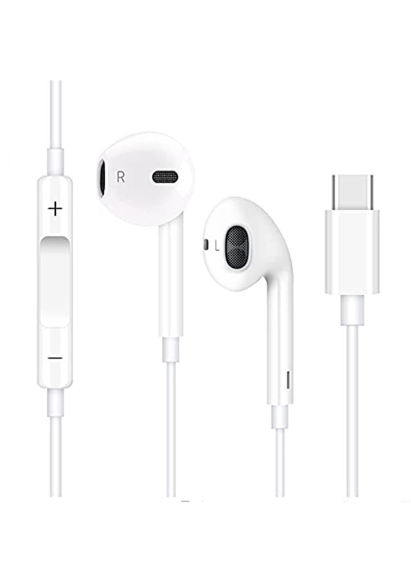 Generic - Professional Headphone in Ear Wired Earphone Heavy Bass Sound Quality Music Sport Headset Headsets Type-C in-Ear Wired Earphone (White) - Image 1