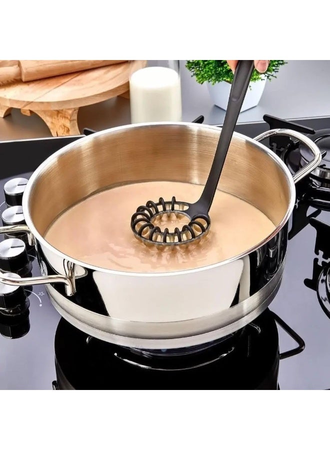 Generic Safe Silicone Spiral Hand Whisk - Heat Resistant Sauce and Egg Whisk with Flexible Silicone Head and Ergonomic Handle with Hanging Hole - Black - 1 Pack - Image 2