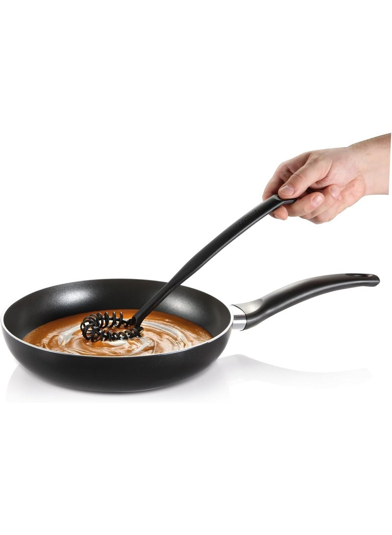 Generic Safe Silicone Spiral Hand Whisk - Heat Resistant Sauce and Egg Whisk with Flexible Silicone Head and Ergonomic Handle with Hanging Hole - Black - 1 Pack - Image 5