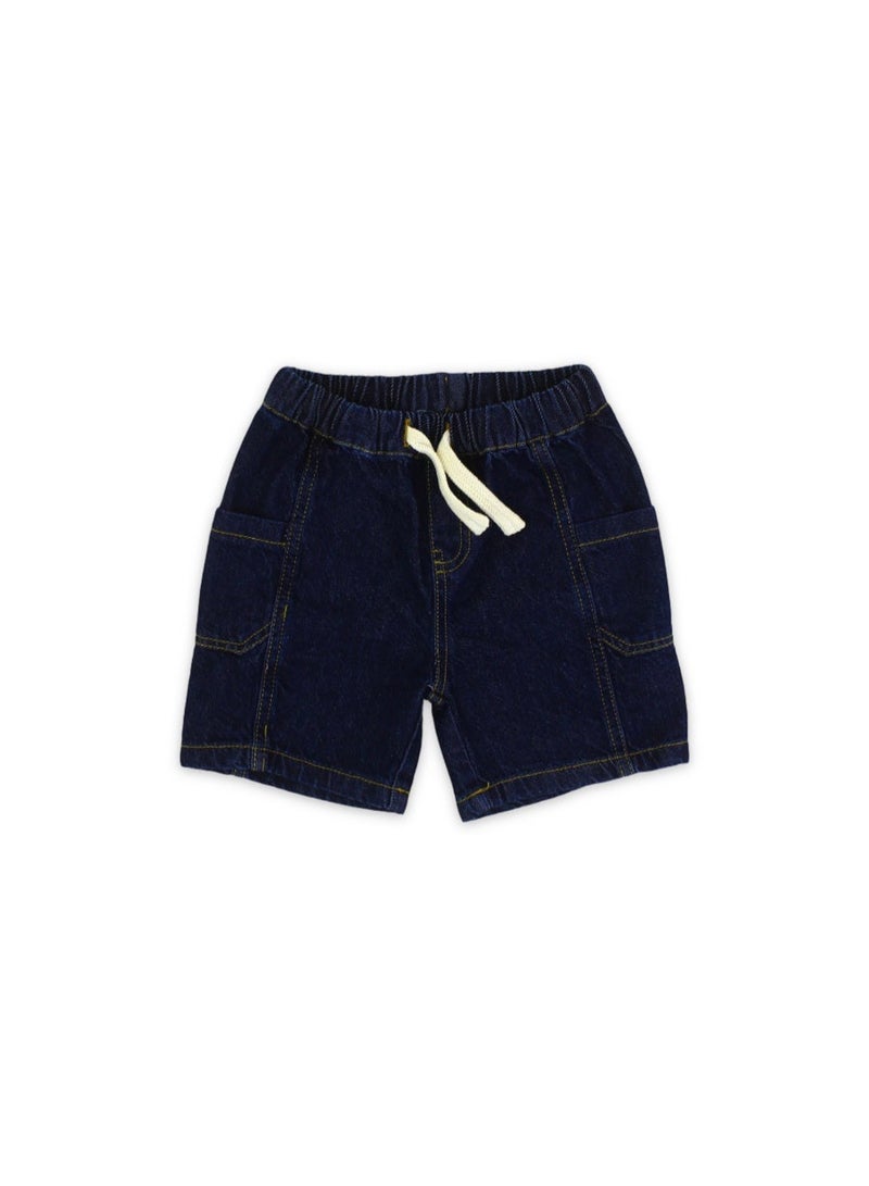 Pompelo Baby Boys Cotton Denim Short – Navy - Image 1