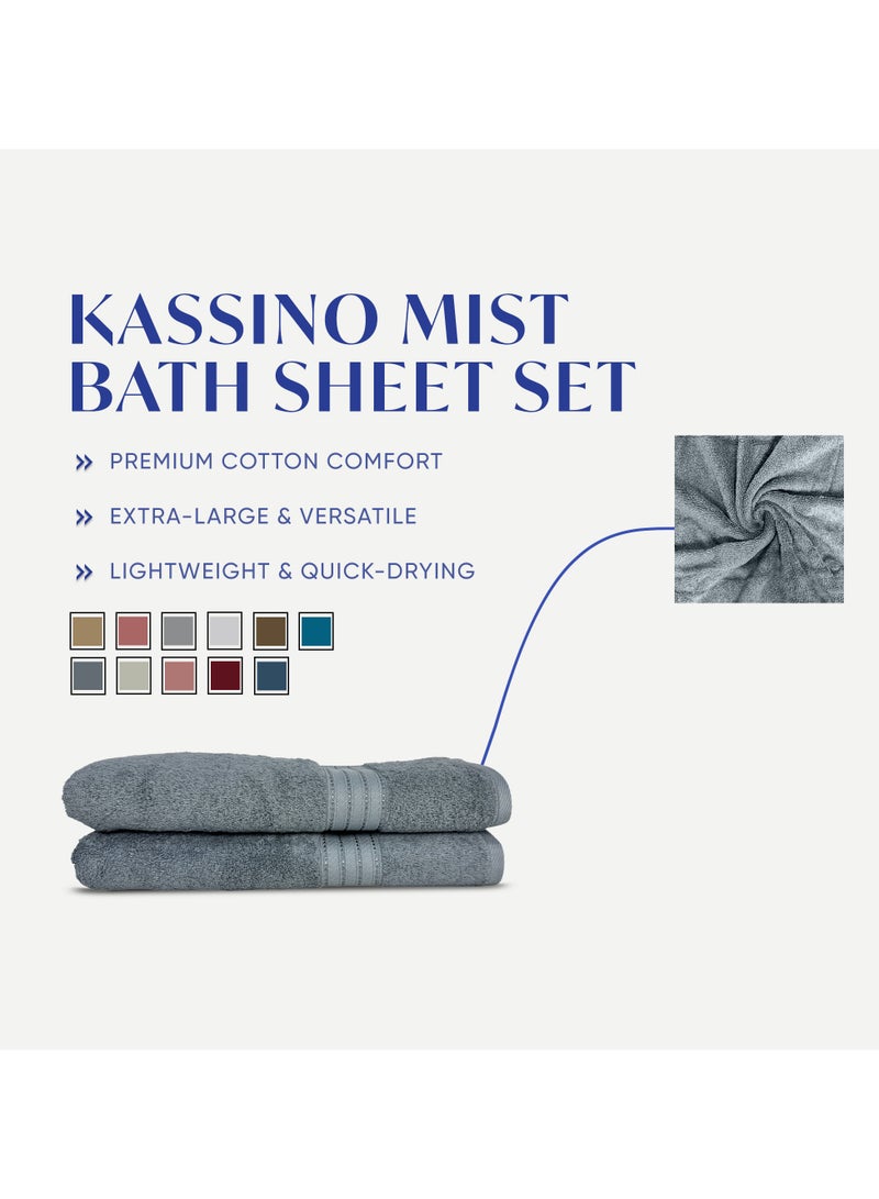 كاسينو Kassino Jumbo Bath Sheet (2 Pack, 80x160 cm) - 580 GSM Large Bath Towel,100% Combed Cotton, Soft & Quick-Dry Oversized Towels, Highly Absorbent, Double Stitched Hotel Quality Towels | Monument - Image 3