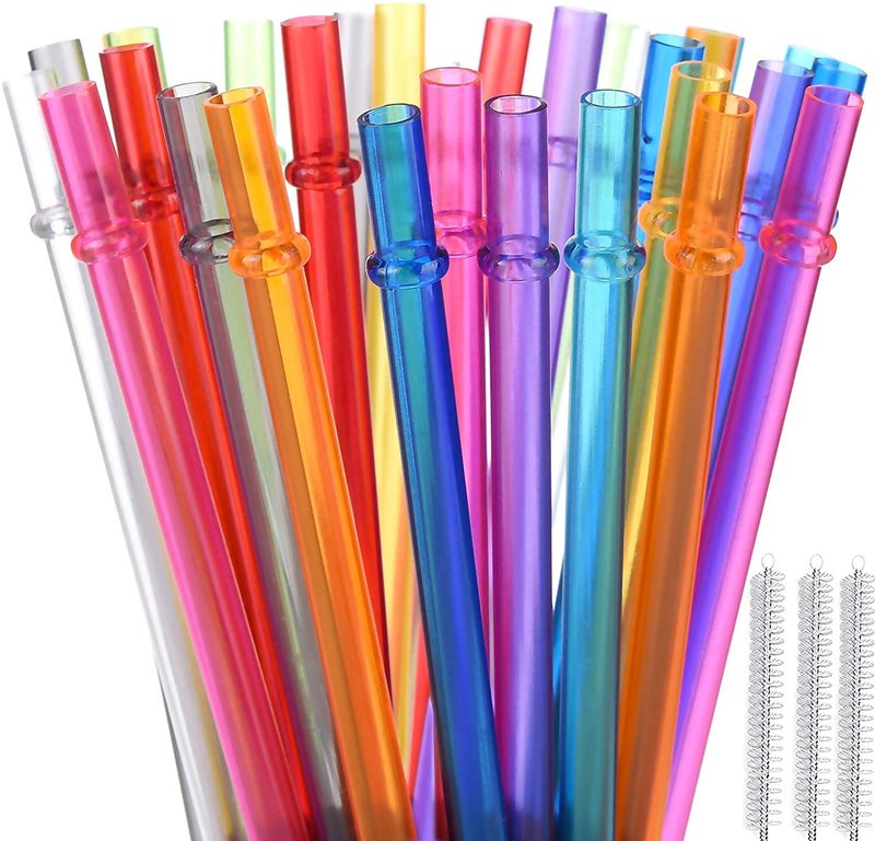 ALINK 35Pack Tritan Hard Plastic Reusable Straws with Cleaning Brush 105 in Long Thick Unbreakable Straws for 30 OZ Tumblers Mason Jar Yeti Tervis