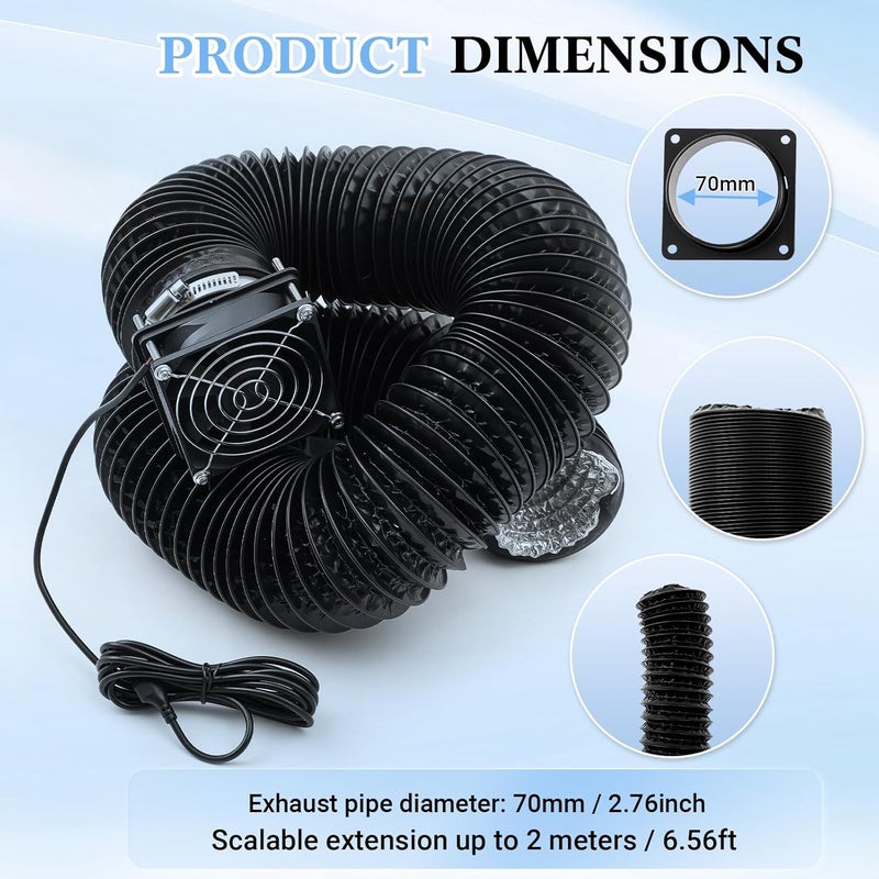Baquler Fan Fume Extraction Kit for 3D Printer Enclosure 4000 RPM High-Efficiency Ventilation Low Noise Fan with Exhaust Pipe Flange Mesh Cover for Air Circulation Odors Smoke Harmful Particle Dust - Image 2