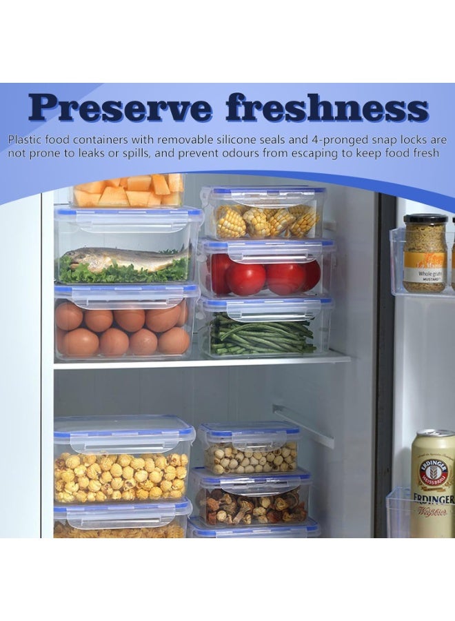 كيلا 4 قطع من حاويات تخزين الطعام البلاستيكية مع أغطية محكمة الإغلاق، حاويات تخزين محمولة في الفريزر، حاويات تحضير وجبات مانعة للتسرب وقابلة لإعادة الاستخدام، صندوق لحفظ الطعام طازجًا في الثلاجة (4 قطع، مربع) - Image 5