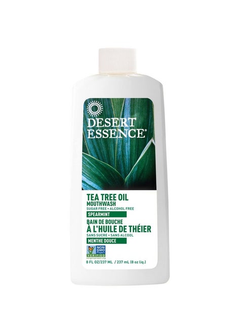 Tea Tree Oil Mouthwash With Essential Spearmint Oil & Aloe - Deep Cleansing, Invigorating Fresh Breath - Fights Cavities & Buildup - Vegan, Non-Gmo, Sls-Free, Gluten-Free - 8Oz