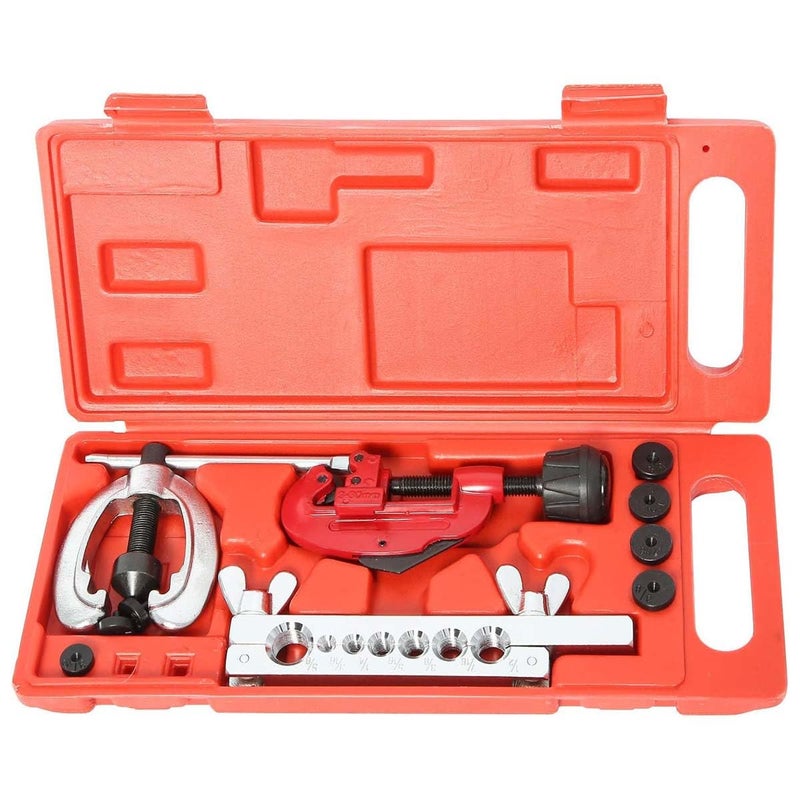 UPTODATETOOLS Flaring Tool Kit 7 Dies with Tubing Bender Flare Tool and Pipe Cutter 18 to 118 Inch 330mm For Automotive Brake Line Copper Brass Aluminum - Image 1