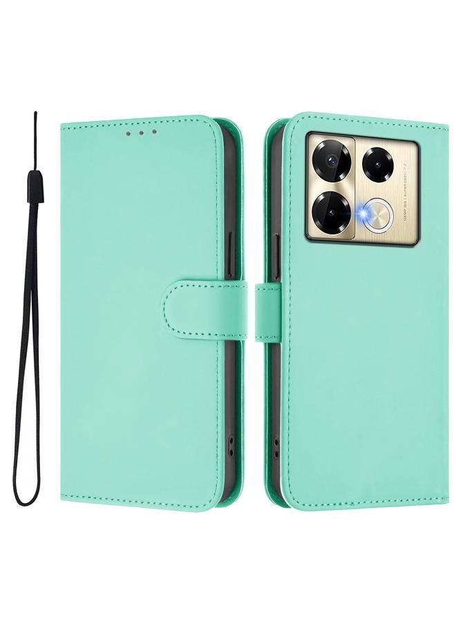 Zaboon Case For Infinix Note 40 Pro 4G Skin Feel Solid Color Leather Phone Case with Lanyard - Image 2