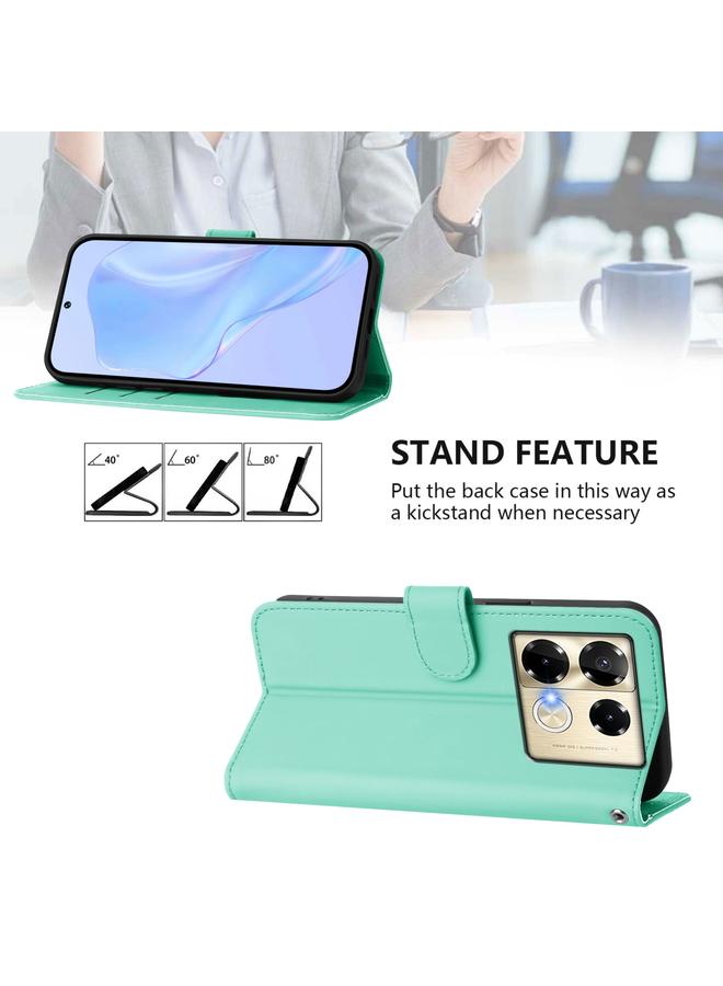 Zaboon Case For Infinix Note 40 Pro 4G Skin Feel Solid Color Leather Phone Case with Lanyard - Image 3