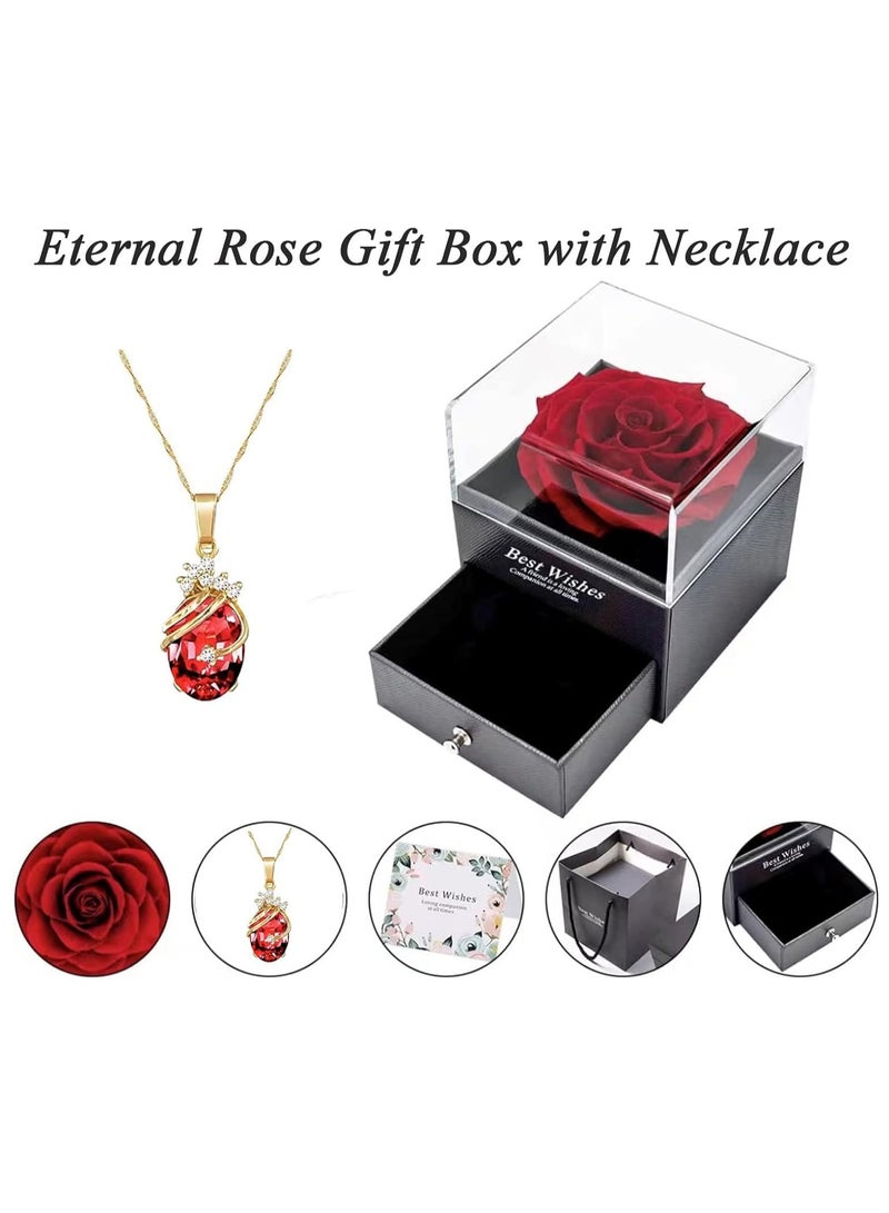 JOGAMS Gifts for Wife, Eternal Rose with Necklace, Preserved Flower with Pendant, Jewelry Gifts for Women, Birthday - Image 2