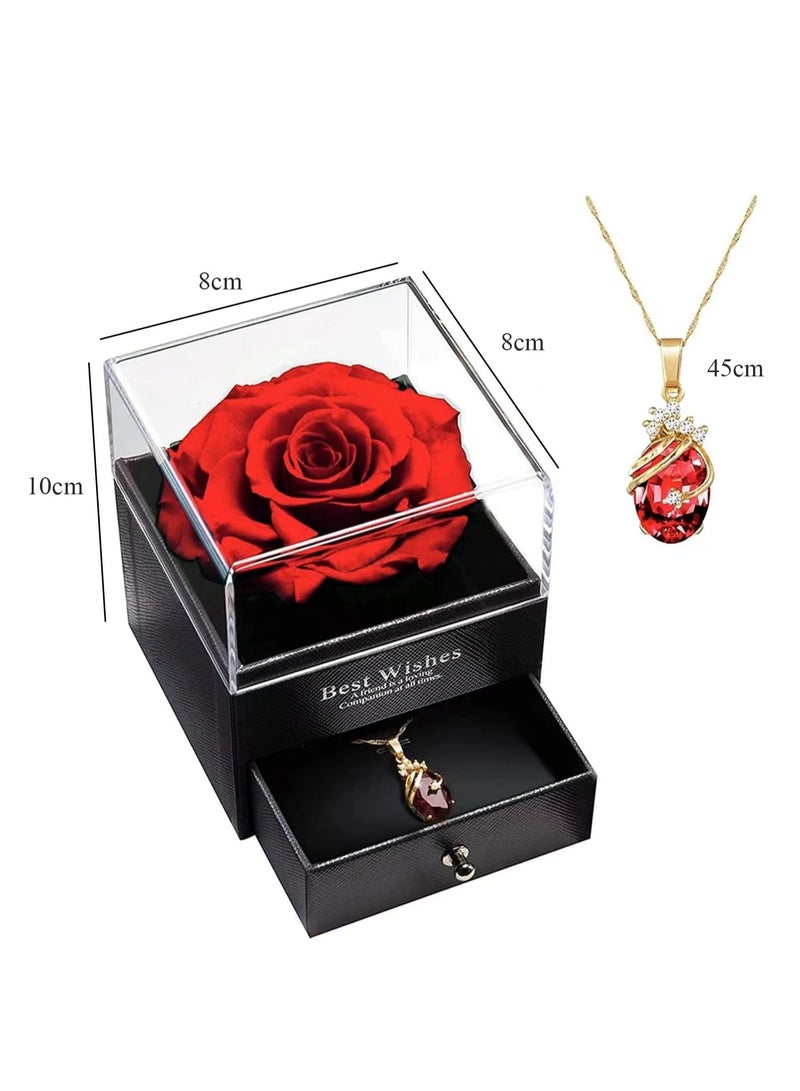 JOGAMS Gifts for Wife, Eternal Rose with Necklace, Preserved Flower with Pendant, Jewelry Gifts for Women, Birthday - Image 3