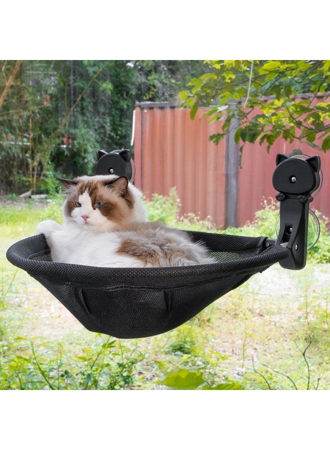 JUNSPOW Cat Window Perch Cordless, Foldable & Stable Cat Beds- Breathable Cat Window Hammock for Overlooking, Sunbathing and Climbing - Maximum Hold Up to 40lb - Image 1