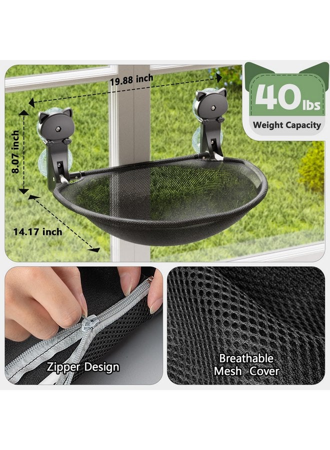 JUNSPOW Cat Window Perch Cordless, Foldable & Stable Cat Beds- Breathable Cat Window Hammock for Overlooking, Sunbathing and Climbing - Maximum Hold Up to 40lb - Image 5