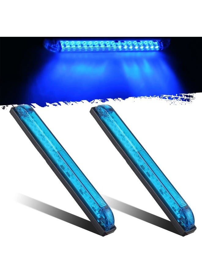 Partsam 2pcs Blue - 18LED 8'' Utility Strip Light Bar Auto Marker Light Car Led 12V Low Current Draw, 8 Inch Blue Led Strip Bar, Slim Line RV Boat Marine Led Utility Lights Surface Mount - Image 1