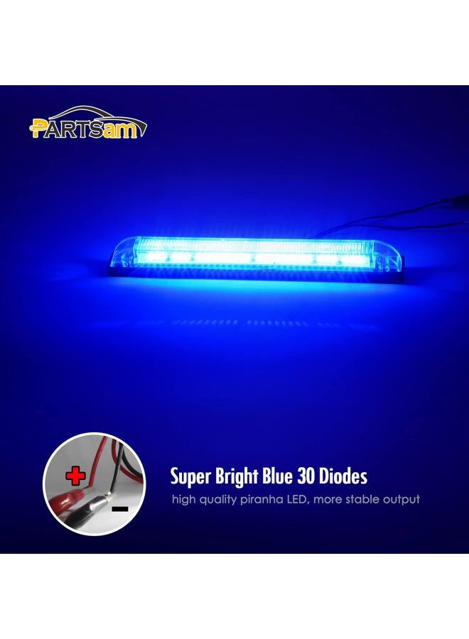 Partsam 2pcs Blue - 18LED 8'' Utility Strip Light Bar Auto Marker Light Car Led 12V Low Current Draw, 8 Inch Blue Led Strip Bar, Slim Line RV Boat Marine Led Utility Lights Surface Mount - Image 3