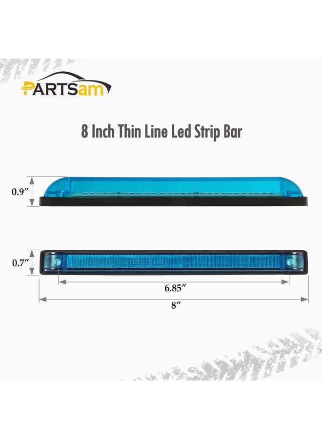 Partsam 2pcs Blue - 18LED 8'' Utility Strip Light Bar Auto Marker Light Car Led 12V Low Current Draw, 8 Inch Blue Led Strip Bar, Slim Line RV Boat Marine Led Utility Lights Surface Mount - Image 4