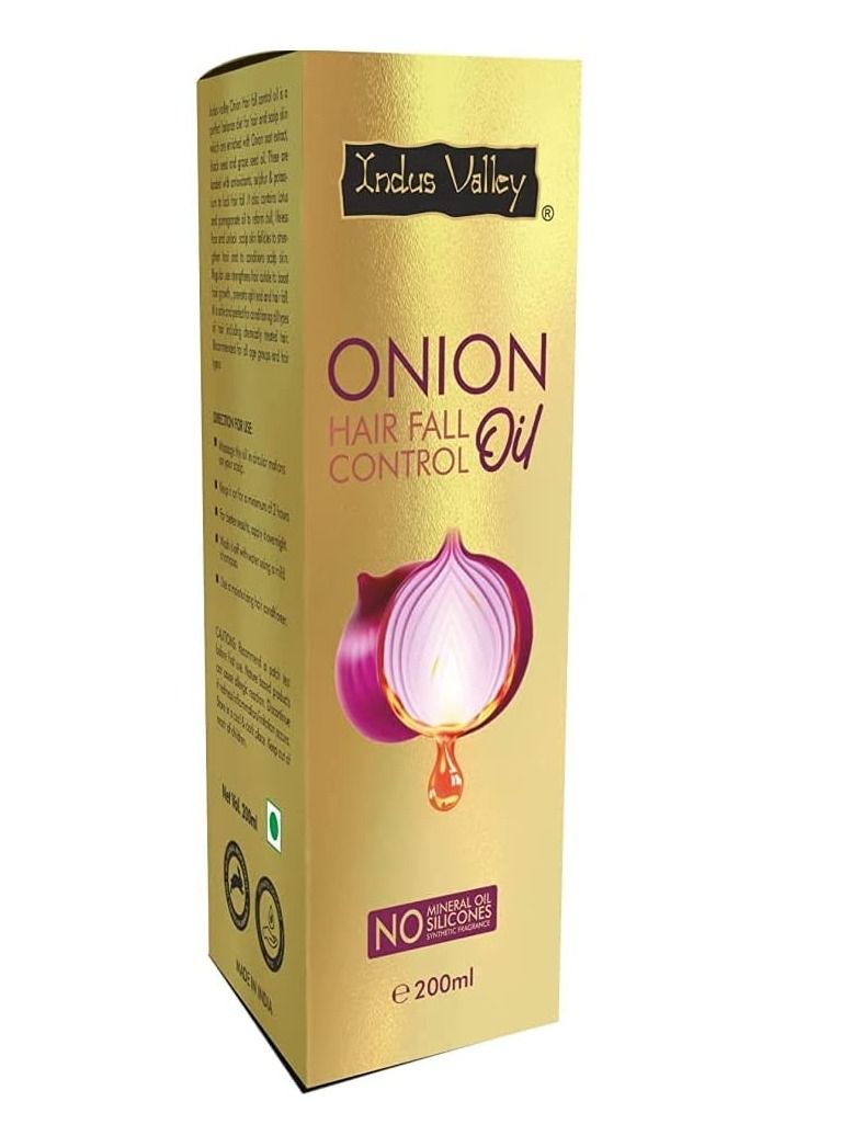 Indus Valley Organic Halal Certified Onion Oil For Hair Fall Control | No Synthetic Color or Fragrance | Zero Toxin 200ml - Image 1