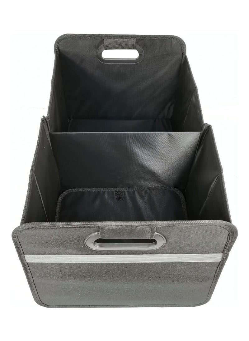 MOB 2-in-1 Foldable Shopping Basket and Car Trunk Organizer with Large Compartments, Mesh Pockets, Strong Handles, and Oxford Fabric  - Image 1