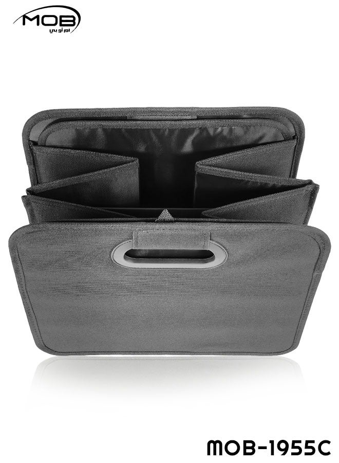 MOB 2-in-1 Foldable Shopping Basket and Car Trunk Organizer with Large Compartments, Mesh Pockets, Strong Handles, and Oxford Fabric  - Image 2