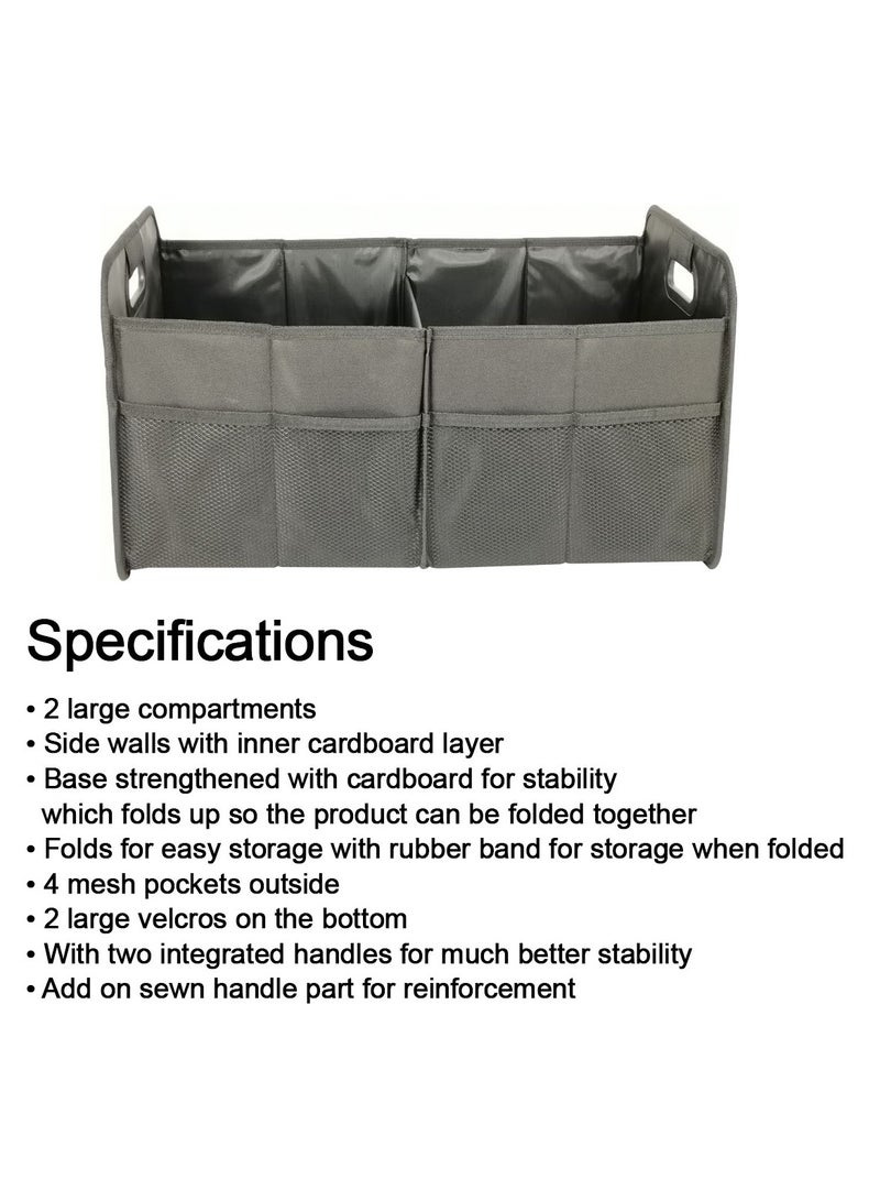 MOB 2-in-1 Foldable Shopping Basket and Car Trunk Organizer with Large Compartments, Mesh Pockets, Strong Handles, and Oxford Fabric  - Image 4