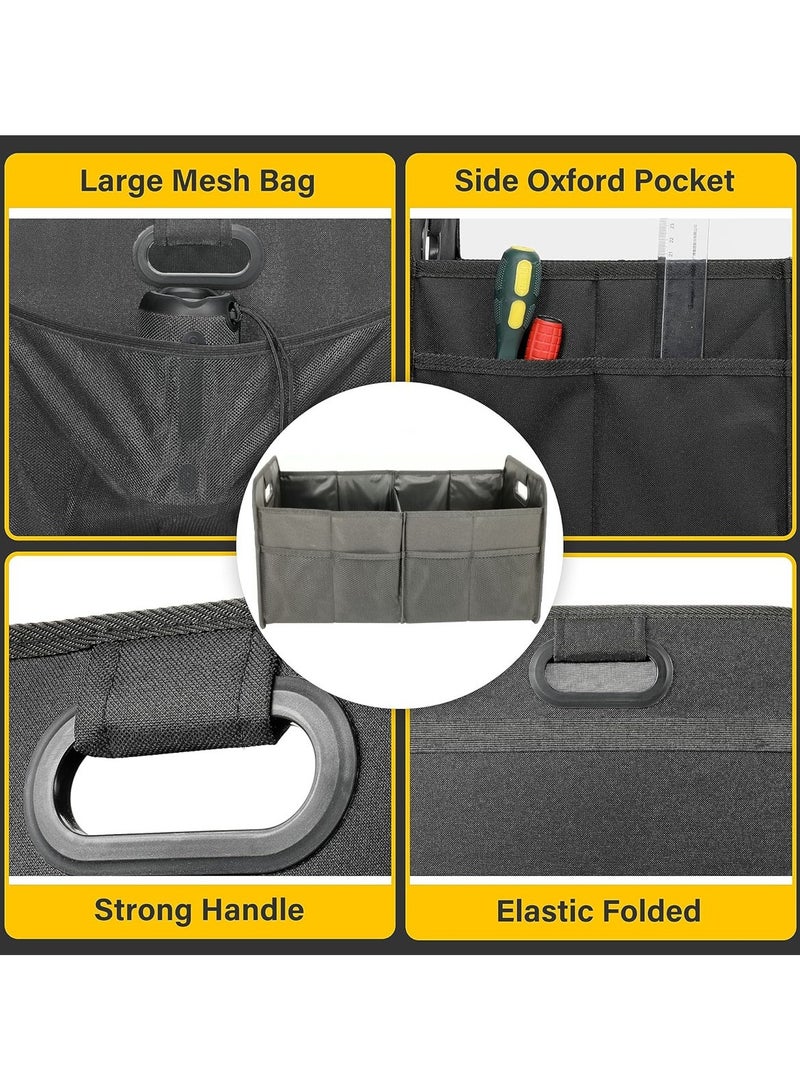 MOB 2-in-1 Foldable Shopping Basket and Car Trunk Organizer with Large Compartments, Mesh Pockets, Strong Handles, and Oxford Fabric  - Image 5