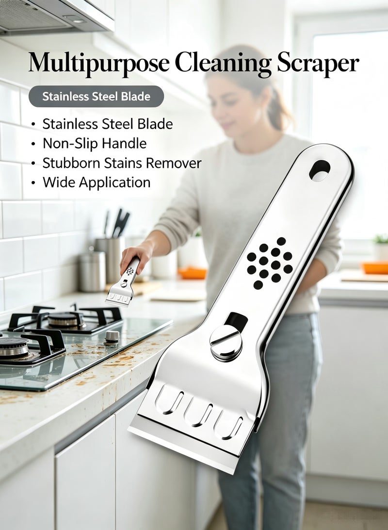 1Pcs Cleaning Scraper, Multipurpose Scraper With Blade, Paint Scraper, Oil Dirt Cleaner, Kitchen Cleaner For Ceramic Induction Cooktops, Cleaning Tool,Ready For School, Apartment Essentials - Image 1