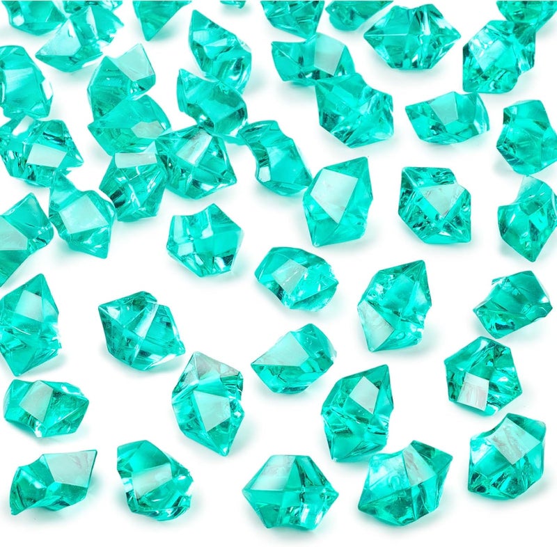 DomeStar Teal Fake Ice Rocks, 150PCS Acrylic Gems Crystals Plastic Shamrock Diamonds Centerpiece for Vase Fillers DIY Craft Wedding Party Table Scatter Decorations - Image 1