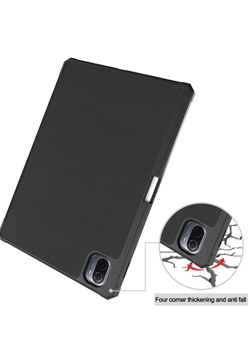 Case For Xiaomi Pad 5/Pad 5 Pro 2021 Tri-Fold Smart TPU Back Stand Tablet Cover with Pencil Holder for mipad 5 pro 5G (Black) - Image 4