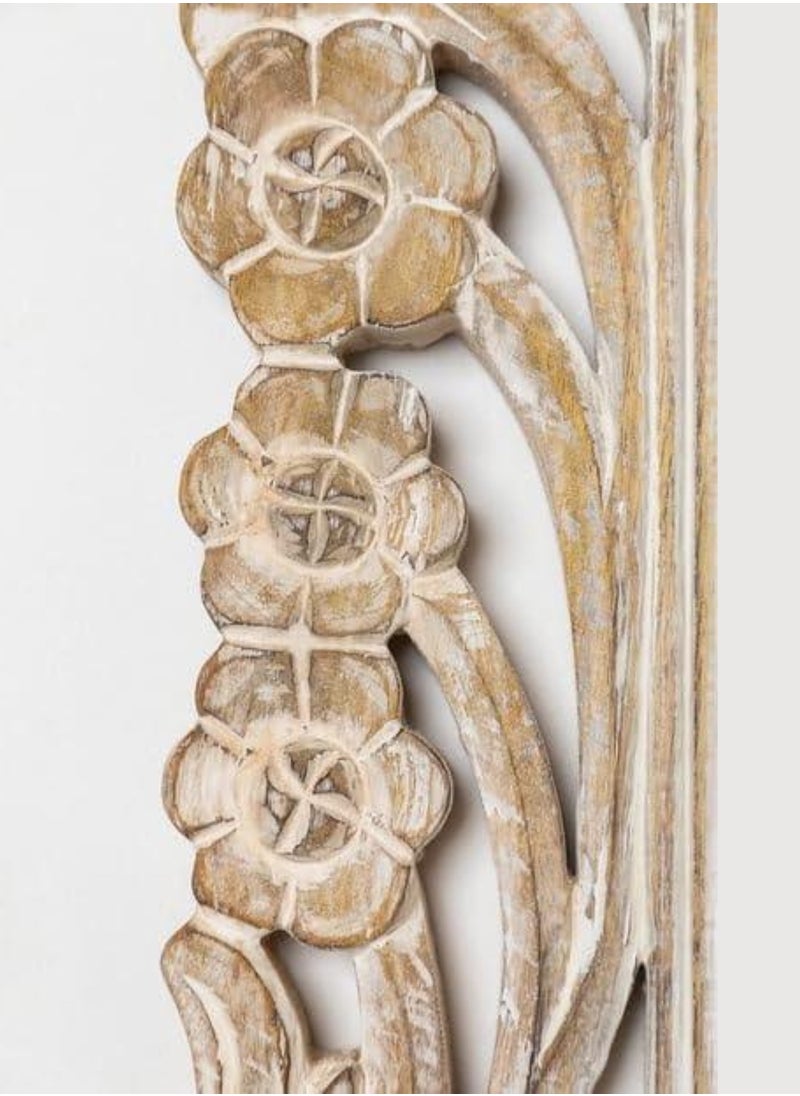 Wooden Twist Wooden Twist Antique Traditional Floral Design Mango Wood Hand Carved Decorative Wall Standing Frame ( With Mirror )  - Image 5