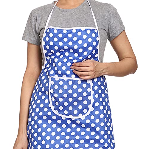 JMi Polyester Fabric Polka Dot Waterproof Apron with Long Ties & Multipurpose Large Pocket Free Size For Cooking Dusting Home Kitchen Restaurant Multipurpose for Men & Women Unisex Apron. (Pack of 2) - Image 2