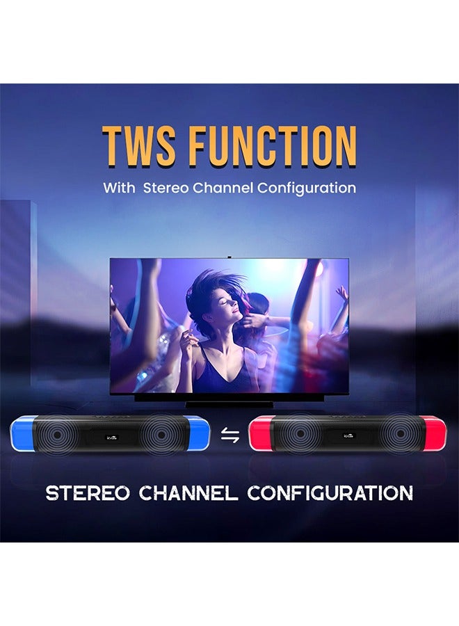 آي كروز iCruze Neonbass مكبر صوت لاسلكي 16 وات بتقنية البلوتوث 5.0 مع إضاءة LED RGB لأجهزة الكمبيوتر المخصصة للألعاب، 2000 مللي أمبير/ساعة/بطاقة SD/AUX/USB/راديو FM/مدة تشغيل 6 ساعات - Image 3