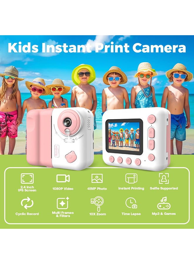 شو وو كاميرا أطفال بطباعة فورية 2.4 بوصة 1080 بكسل كاميرا فيديو رقمية للأطفال مع تقريب رقمي 10x وبطاقة TF - Image 4