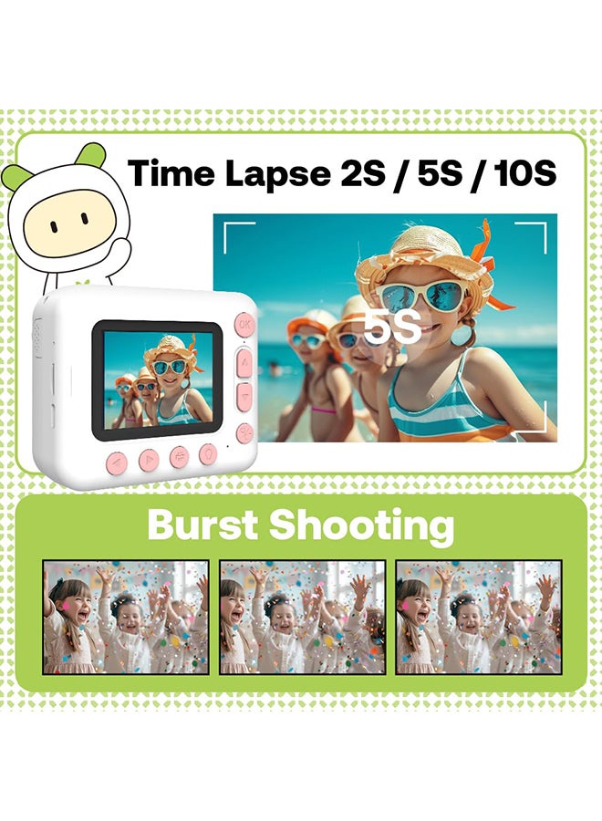 شو وو كاميرا أطفال بطباعة فورية 2.4 بوصة 1080 بكسل كاميرا فيديو رقمية للأطفال مع تقريب رقمي 10x وبطاقة TF - Image 2