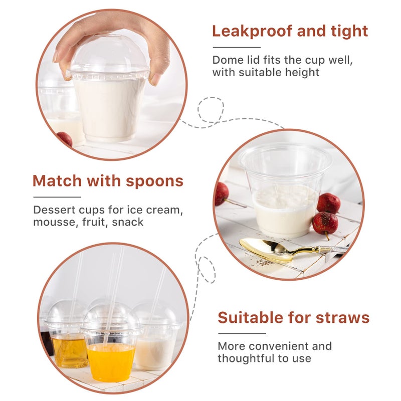Lullaby 200Pack 9oz Clear Plastic Cups with Dome Lids  Dessert Cups with Lids  Disposable Parfait Cups  Party Cups Cupcake for Parties and Daily Use - Image 5