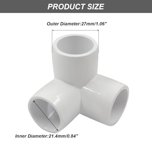 LifCratms 1/2 Inch 3 Way PVC Fitting, 1/2" Pipe Fittings PVC Pipe Joints Elbow Furniture Grade Pipe Connector for DIY Shelf Furniture Greenhouse Tent Pipe Frame - Pack of 4 - Image 2