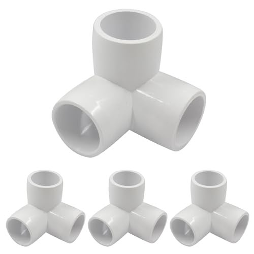 LifCratms 1/2 Inch 3 Way PVC Fitting, 1/2" Pipe Fittings PVC Pipe Joints Elbow Furniture Grade Pipe Connector for DIY Shelf Furniture Greenhouse Tent Pipe Frame - Pack of 4 - Image 1