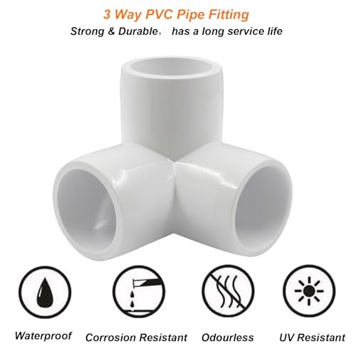 LifCratms 1/2 Inch 3 Way PVC Fitting, 1/2" Pipe Fittings PVC Pipe Joints Elbow Furniture Grade Pipe Connector for DIY Shelf Furniture Greenhouse Tent Pipe Frame - Pack of 4 - Image 4