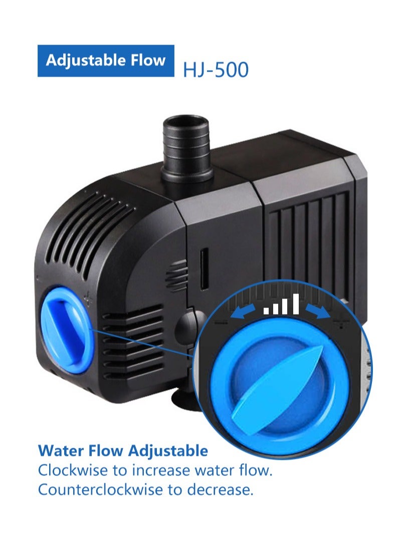 هينجبو مضخة مياه غاطسة لنافورة طاولة حوض أسماك مع إسفنجة فلتر 7 واط 60 هرتز HJ-500 - Image 2