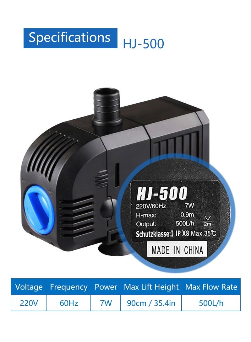 هينجبو مضخة مياه غاطسة لنافورة طاولة حوض أسماك مع إسفنجة فلتر 7 واط 60 هرتز HJ-500 - Image 3