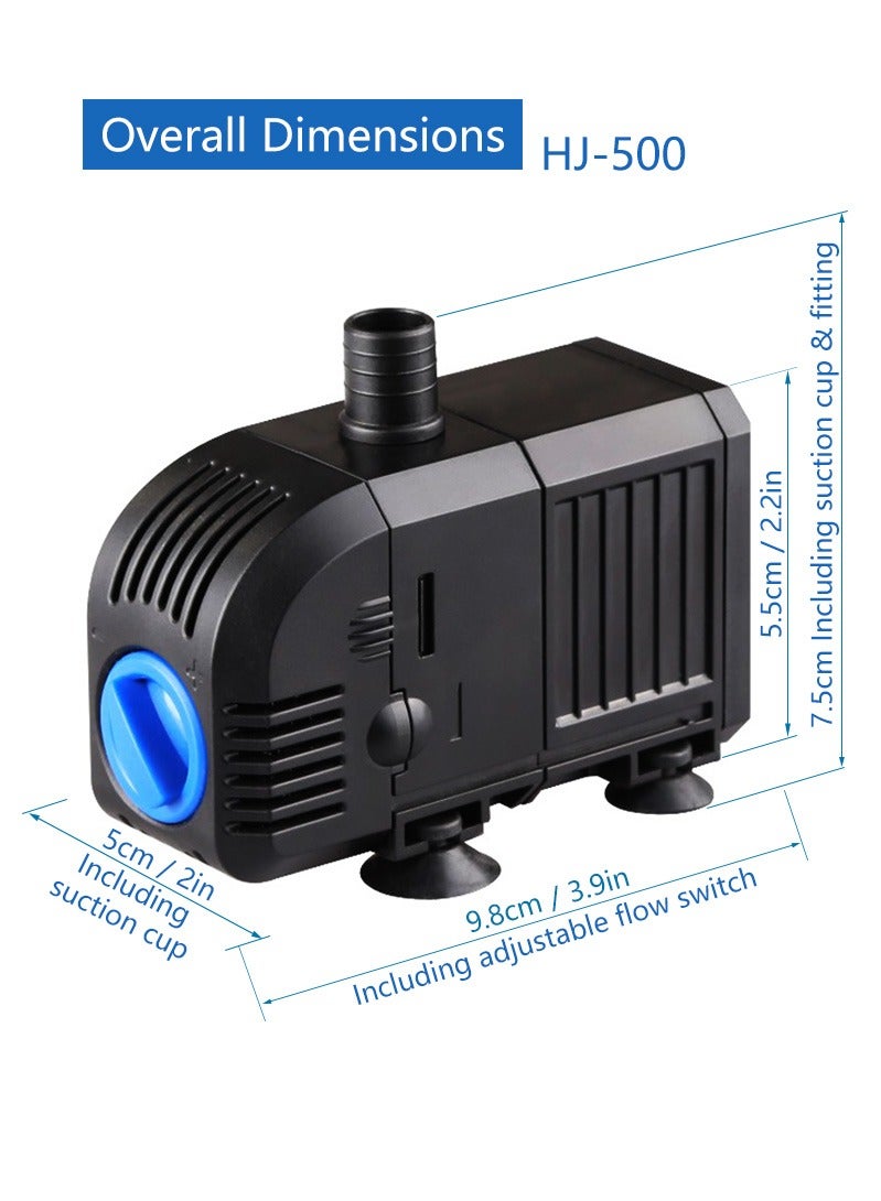 هينجبو مضخة مياه غاطسة لنافورة طاولة حوض أسماك مع إسفنجة فلتر 7 واط 60 هرتز HJ-500 - Image 4