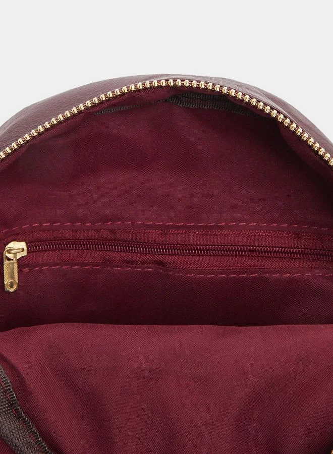 Styli Styli Burgundy Quilted Mini Backpack